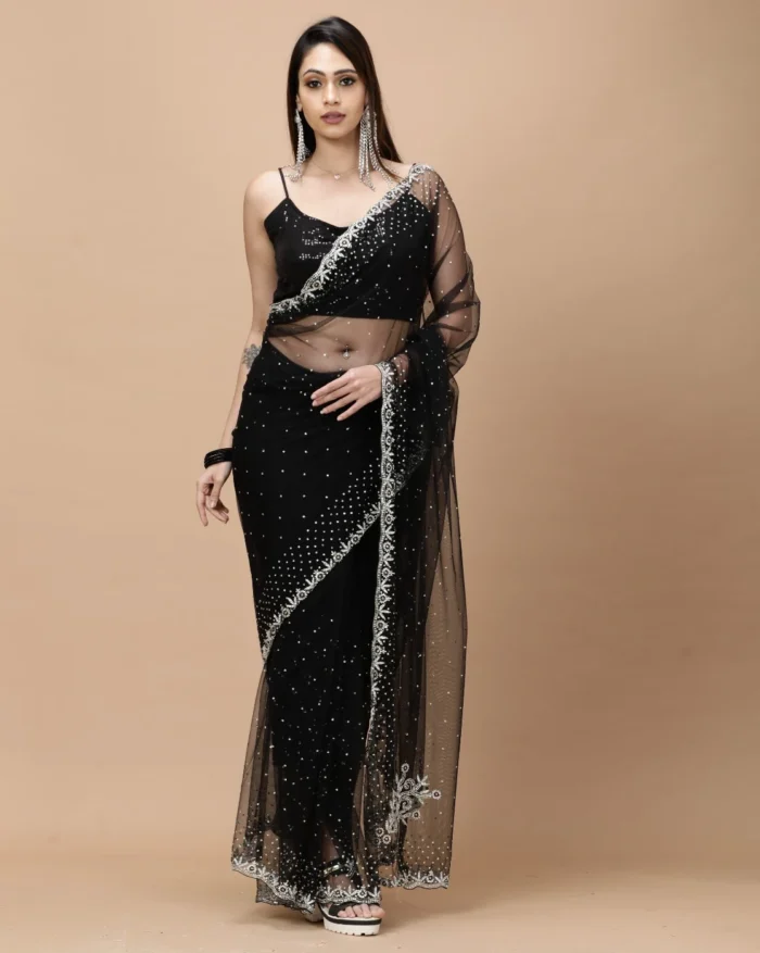 Women Embellished Saree with Lace Border - Image 1