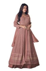 Women's Maxi Anarkali Dress (122-PINK_Pink_Free Size)