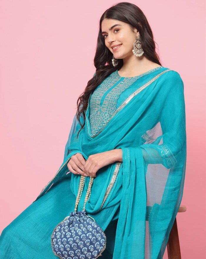 Women Embroidered Straight Kurta Set - Image 1