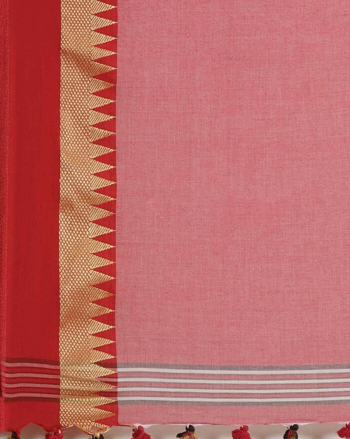 Pure Handloom Jamdhani Bengal Tant Saree - Image 4