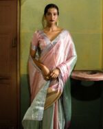 Women Handloom Tissue Silk Saree - Image 6