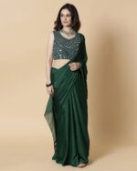 Women Striped Georgette Saree with Embellished Blouse - Image 2