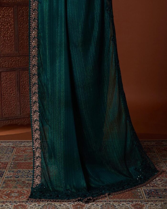 Embellished Georgette Saree with Unstitched Blouse Piece - Image 4