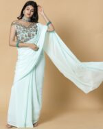 Georgette Saree with Embroidered Blouse - Image 3