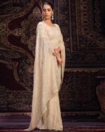 Women Embroidered Saree with Contrast Border - Image 5