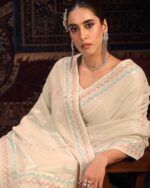 Women Embroidered Saree with Contrast Border - Image 3