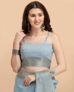 Women Lace Ethntic Printed Saree - Image 4