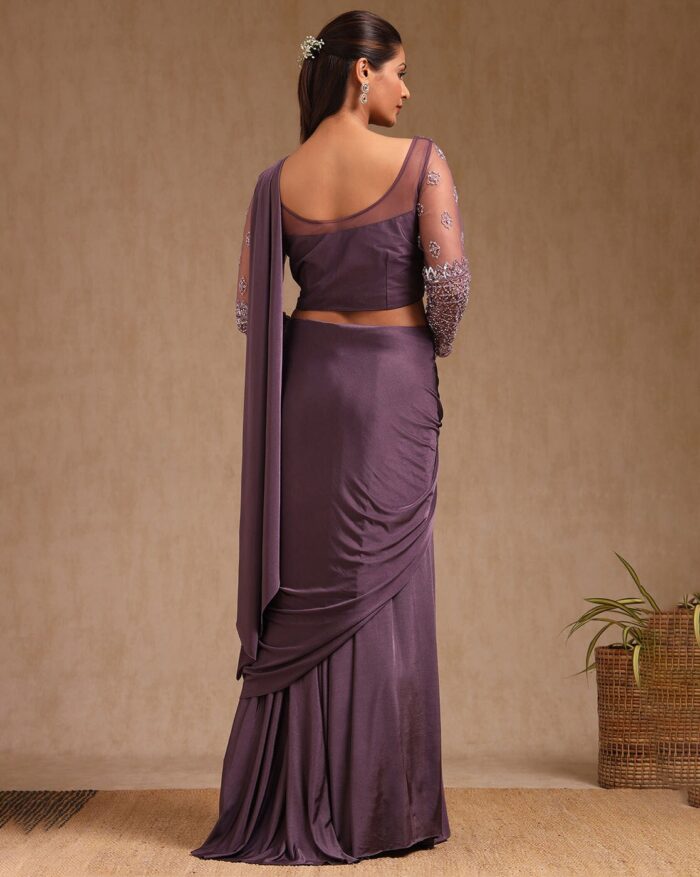 Women Ready To Wear Saree With Cutdana Pre-stitched Saree - Image 3